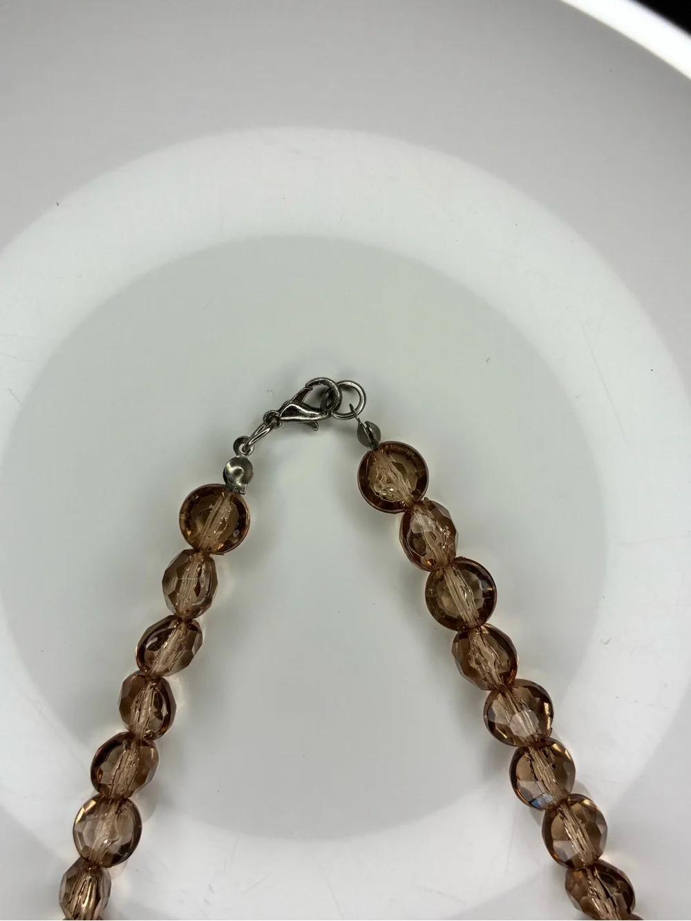 Stunning Retro Statement Necklace Peach & Clear Faceted Acrylic Beaded Necklace